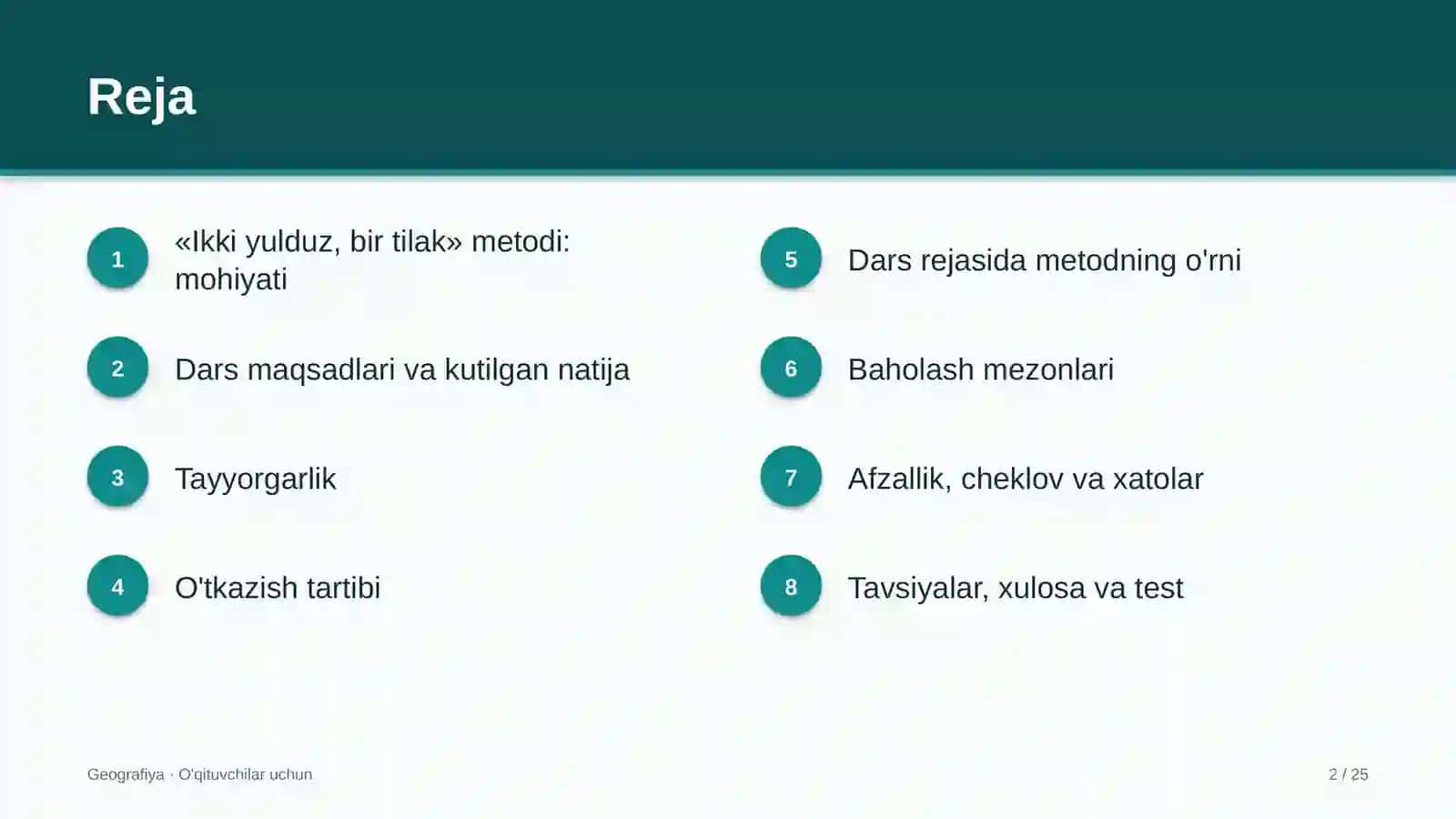 geografiya darslarida ikki yulduz bir tilak metodidan foydalanish 6564 2