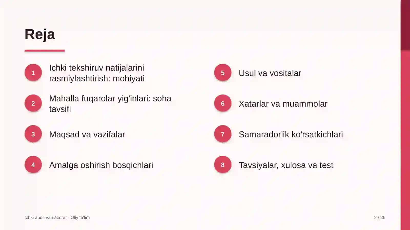 Mahalla fuqarolar yig'inlarida ichki tekshiruv natijalarini rasmiylashtirish 2