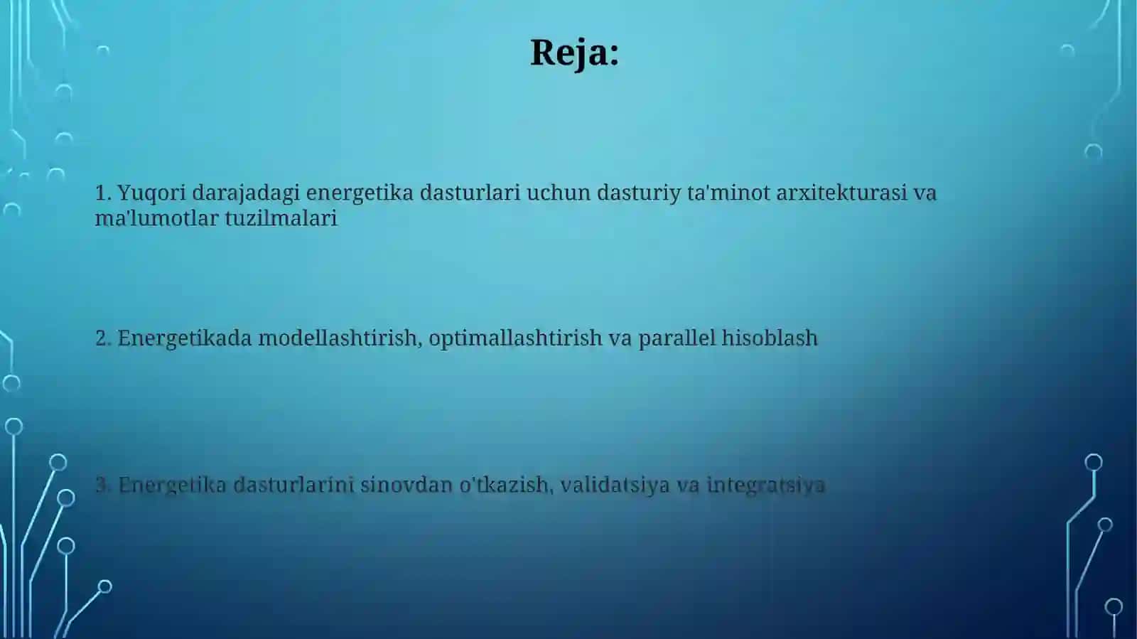 Energetikada yuqori darajadagi dasturlar uchun dasturiy ta'minot arxitekturasi 2