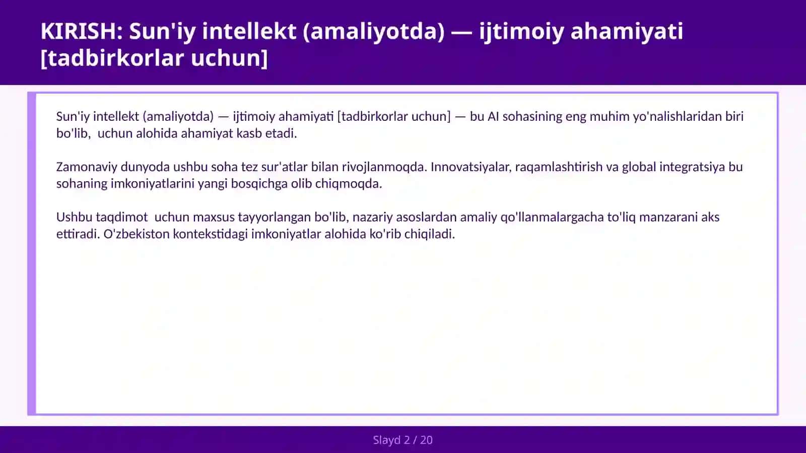 Sun'iy intellekt (amaliyotda) — ijtimoiy ahamiyati [tadbirkorlar uchun] 2