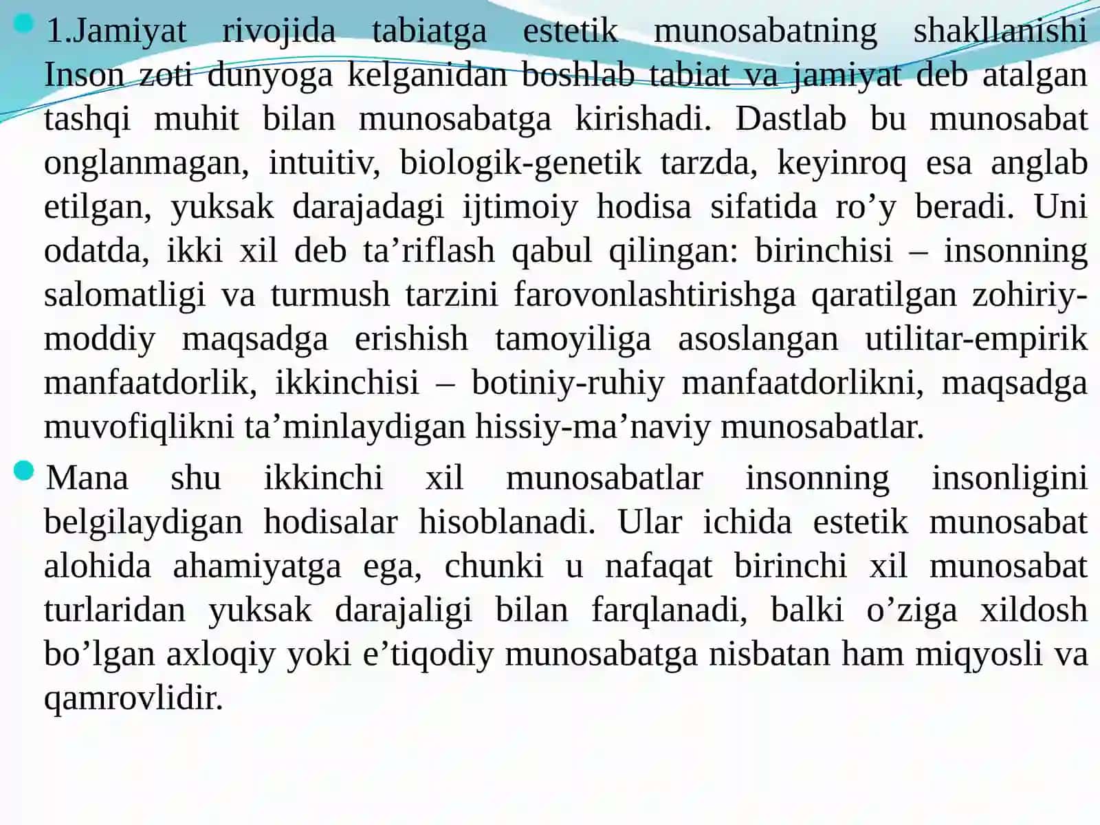 Tabiat va texnogen sivilizatsiya estetikasi 2