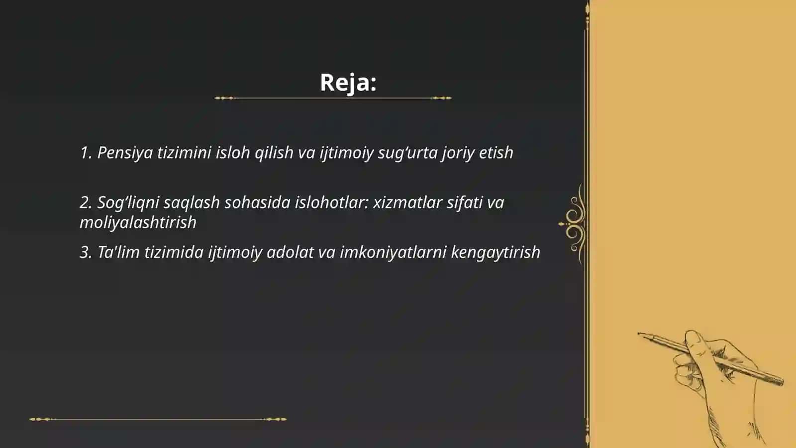 Pensiya tizimini isloh qilish va ijtimoiy sug‘urta joriy etish 2