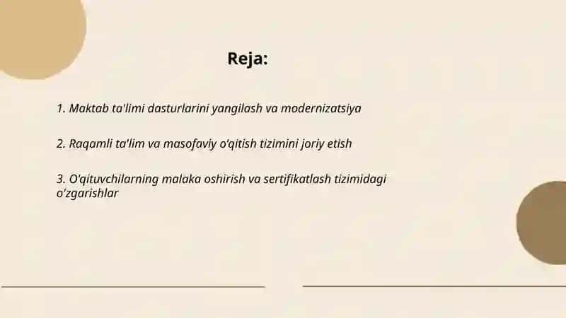 Oʻzbekistonda talim sohasidagi oʻzgarishlar 2