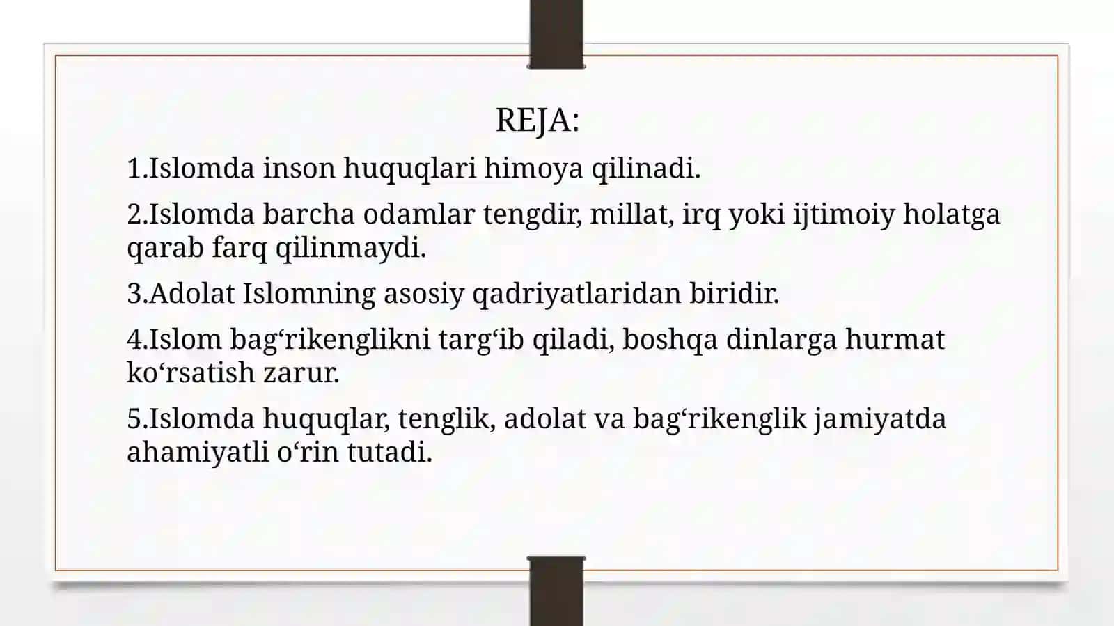 Islomda inson huquqlari, ijtimoiy tenglik, adolat va bag‘rikenglik 2