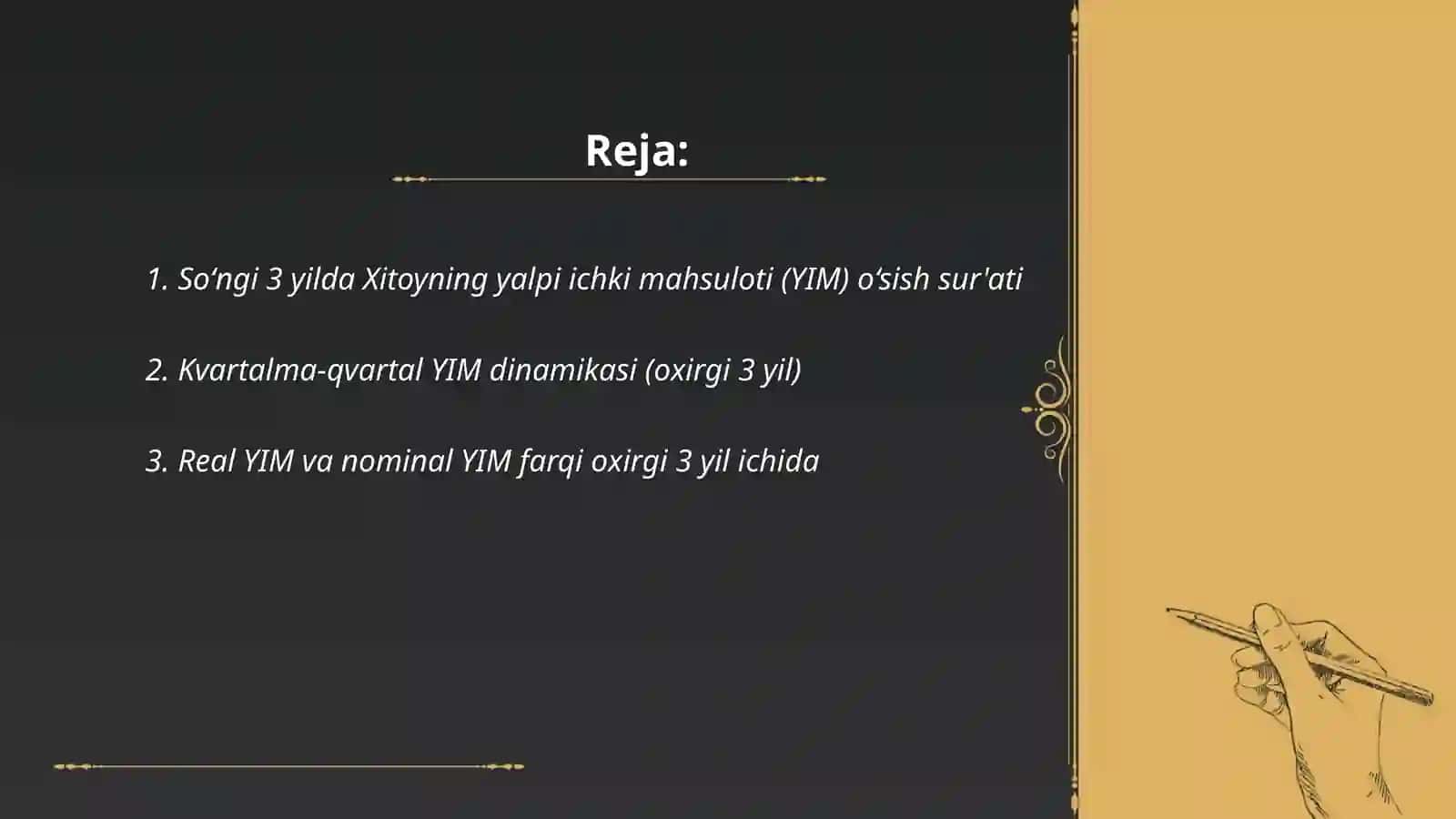 Xitoy davlatining soʻngi 3 yildagi yalpi ichki mahsuloti 2