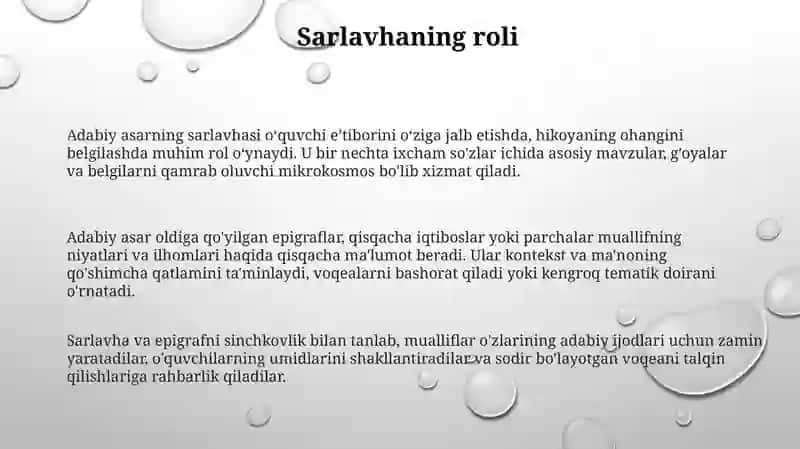 Sarlovha Va Epigrafning Badiiy Asarga Ta'Siri 2