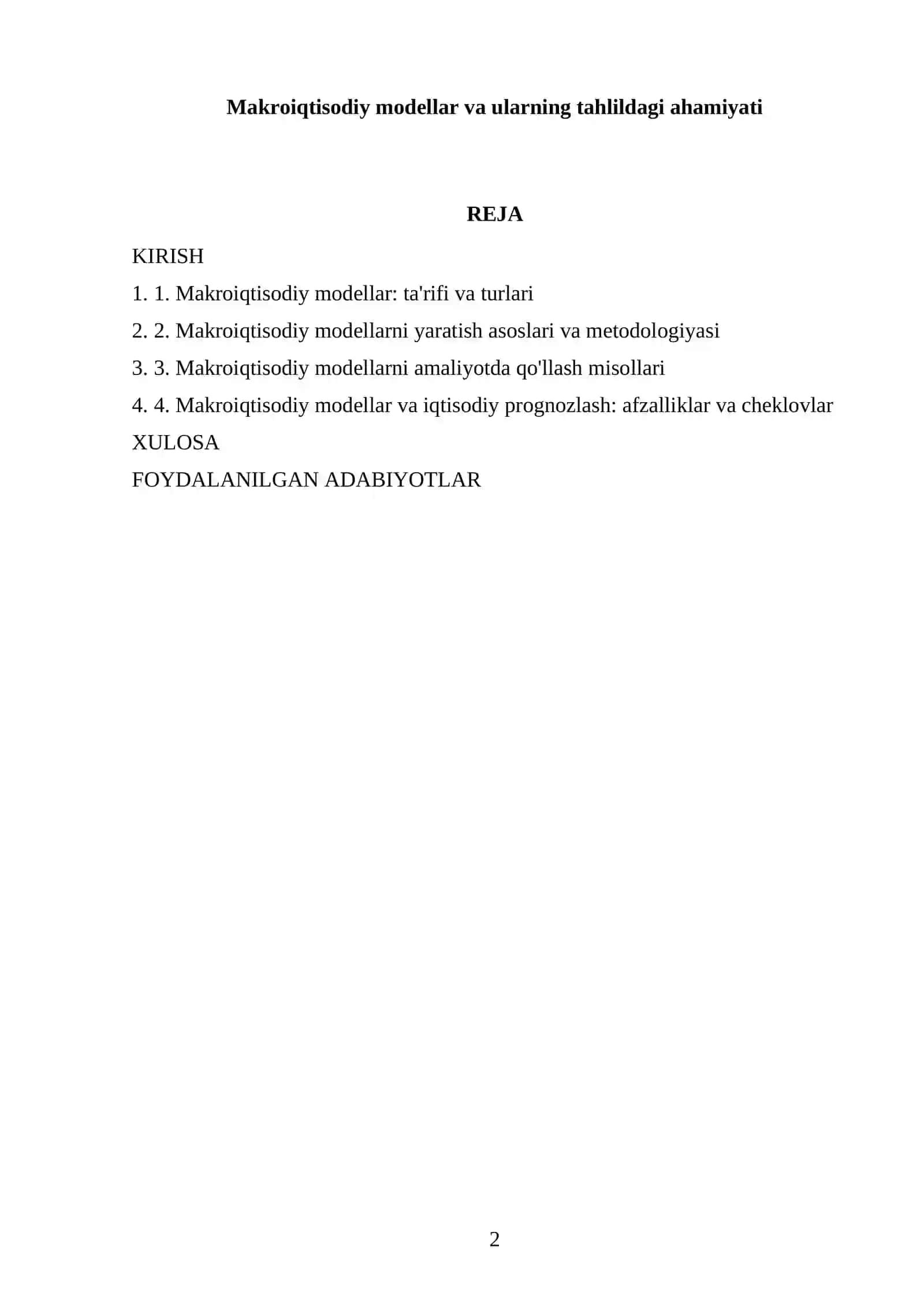 Makroiqtisodiy modellar va ularning tahlildagi ahamiyati 2