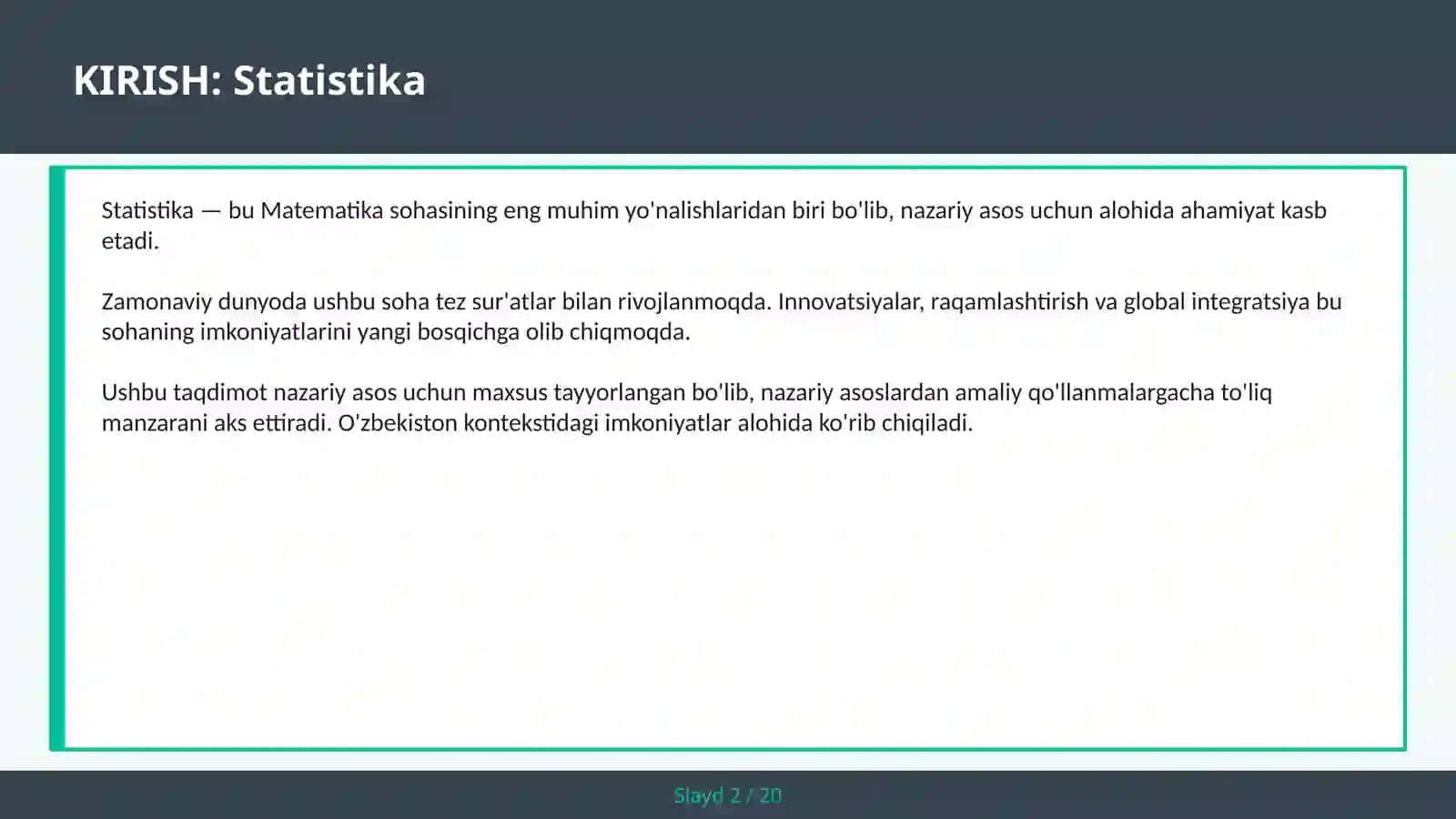 Statistika 2