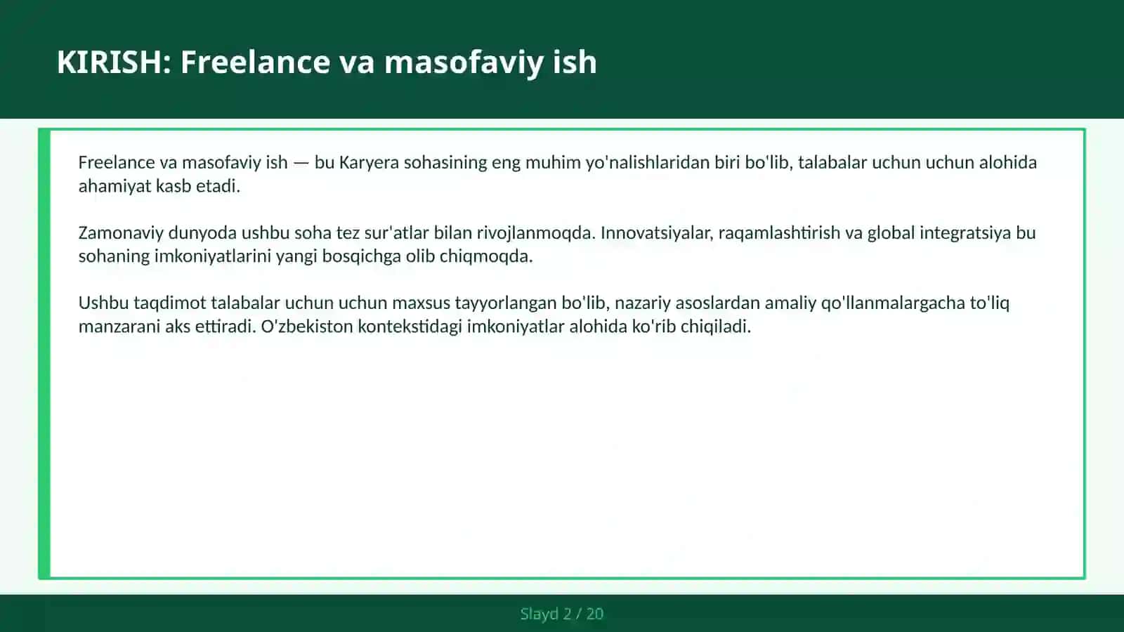 FREELANCE VA MASOFAVIY ISH 2