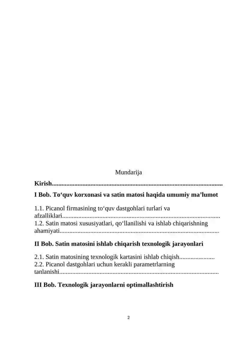 Satin matosini ishlab chiqarish texnologik jarayonlari 2