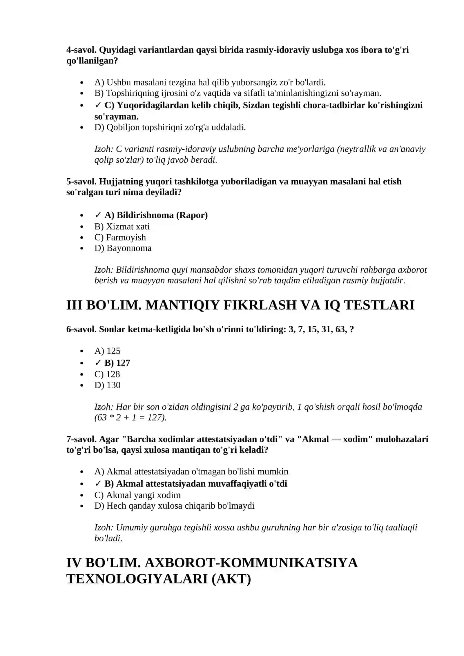ARGOS test savollari va javoblari toʻplami (2026-yilgi yangilangan baza) 2