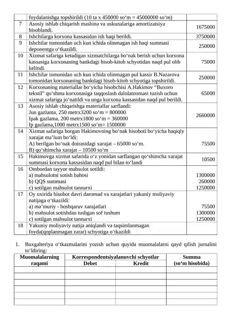 XO‘JALIK OPERATSIYALARIDA IKKIYOQLAMA YOZUV 2