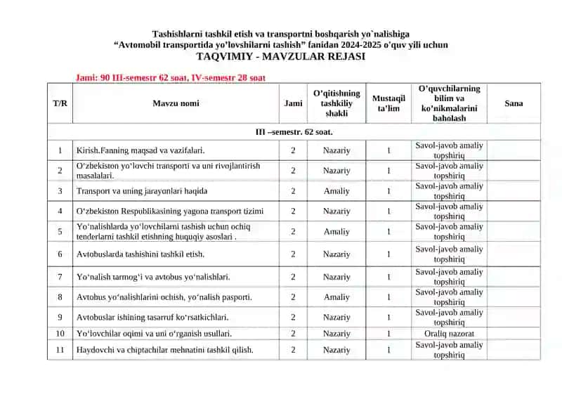 Avtomobil transportida yo'lovshilarni tashish 2