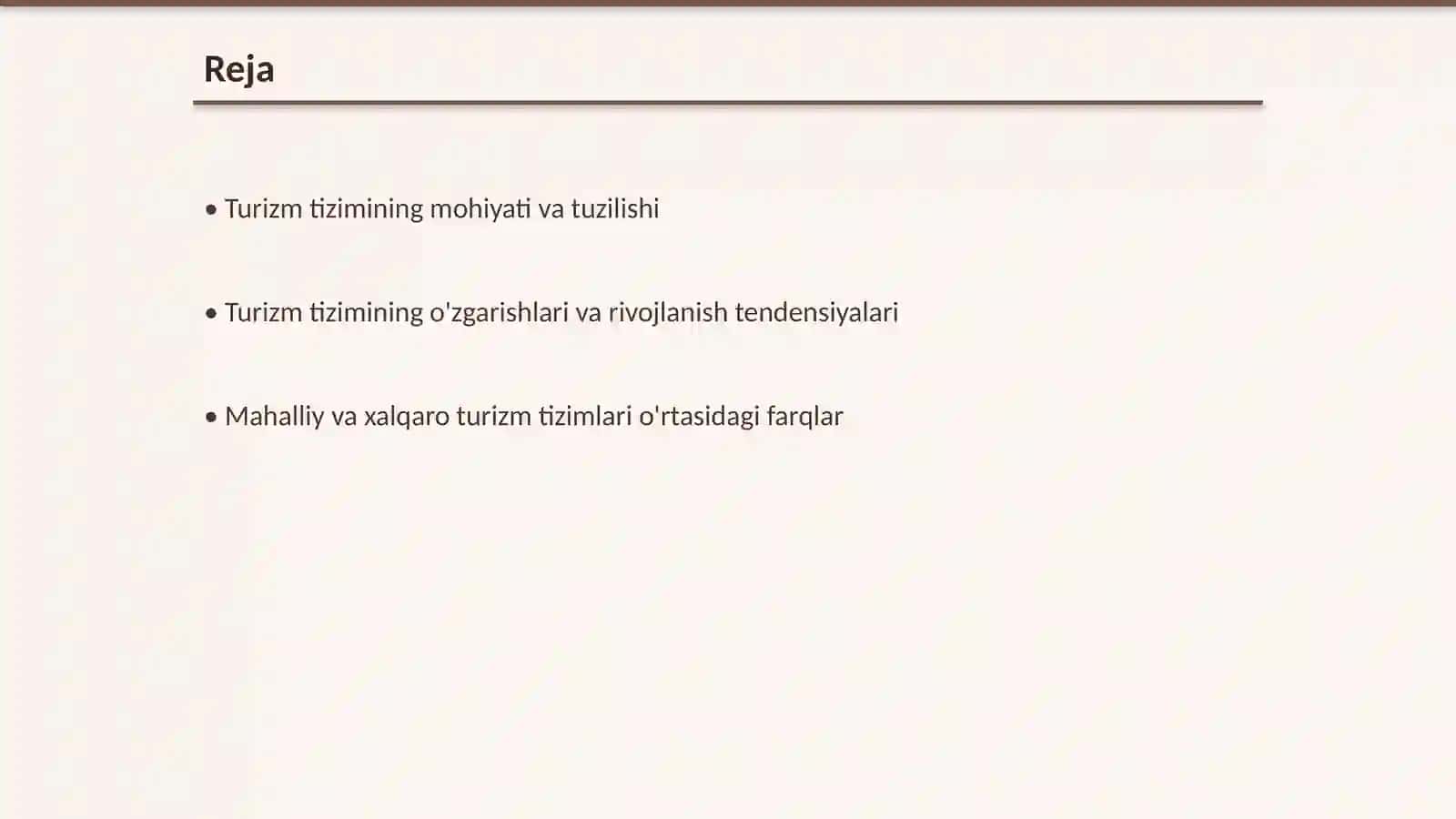 Turizm tizimi oʻrganish obyekti sifatida shakllanish xususiyatlari 2