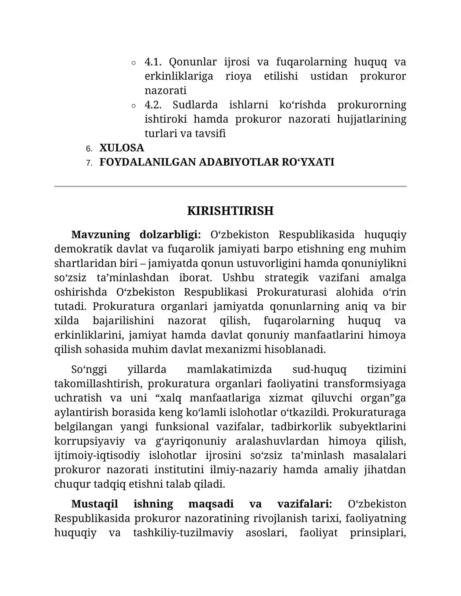 Oʻzbekiston Respublikasida Prokuror Nazorating Huquqiy va Tashkiliy Asoslari 2