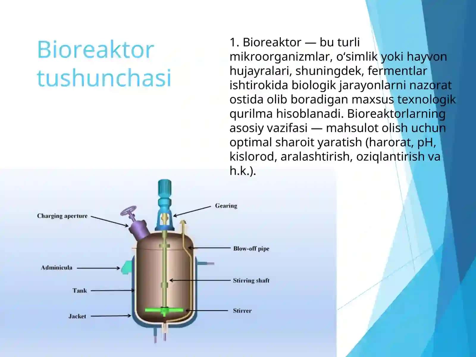 Bioreaktorlarning tuzilishi va xillari 2