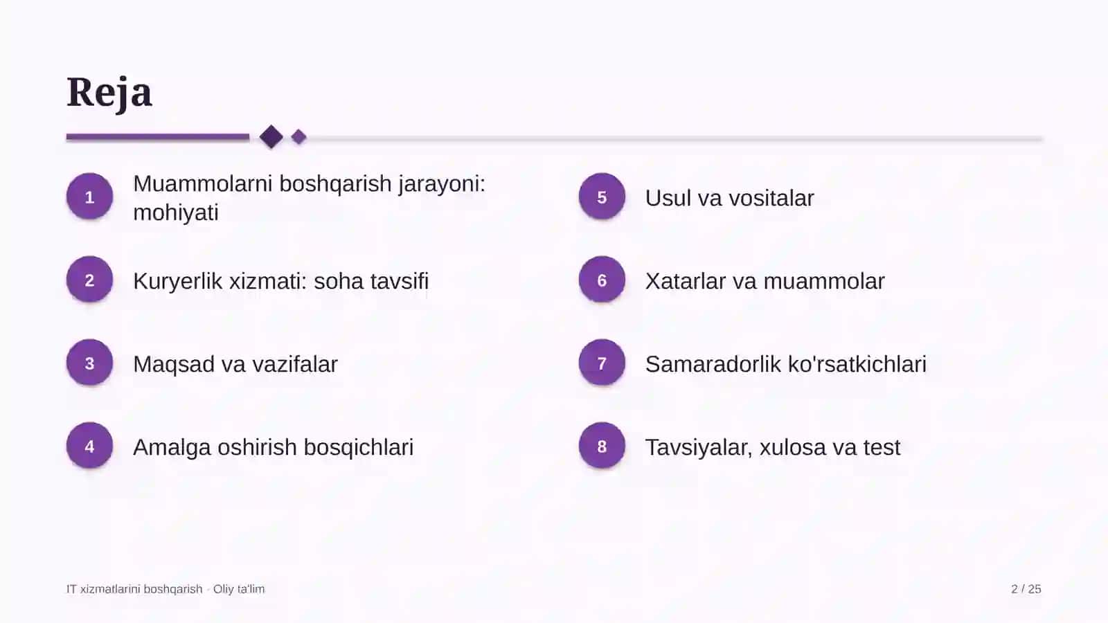 Kuryerlik xizmatida muammolarni boshqarish jarayonini joriy etish 2