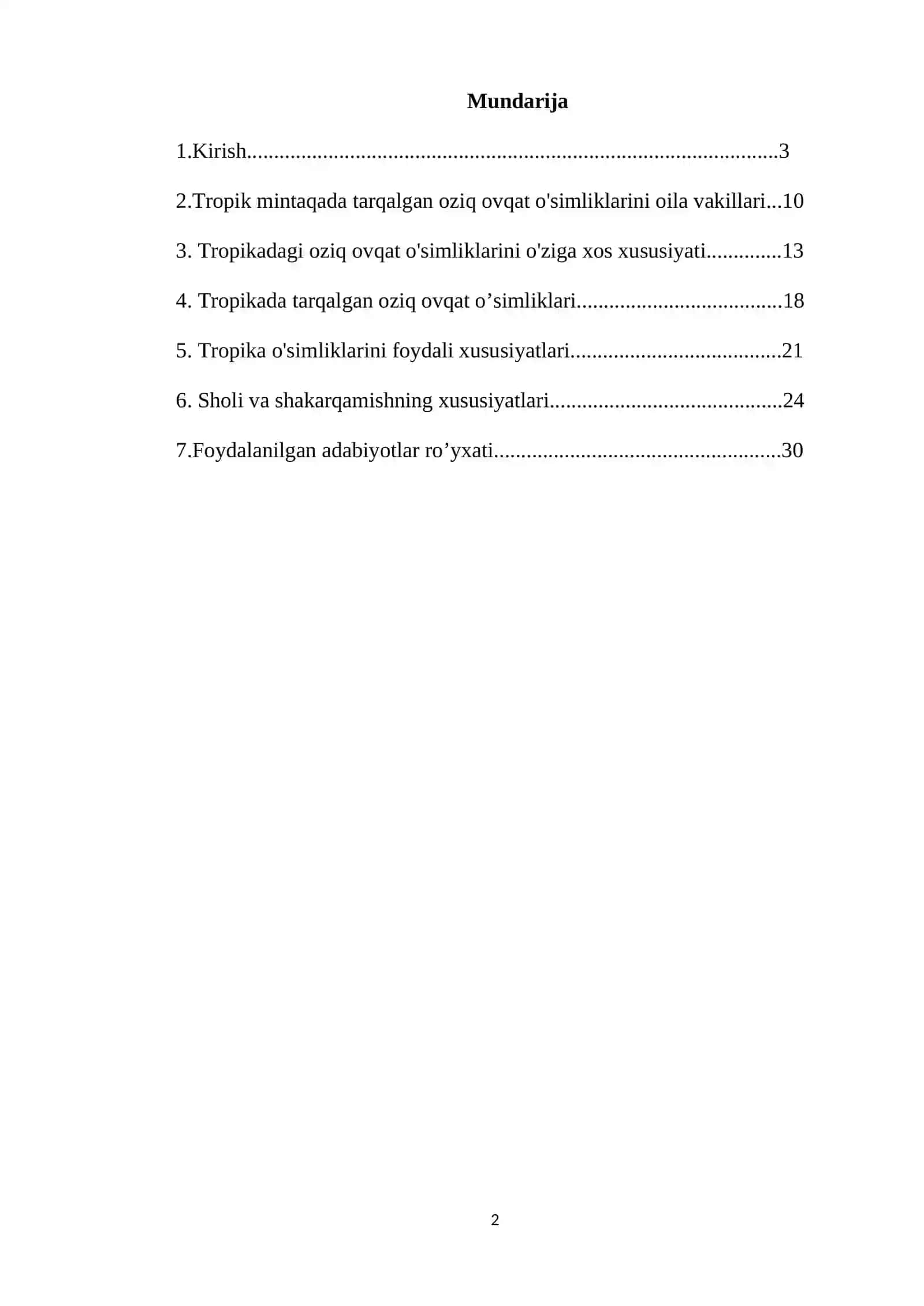Tropikada tarqalgan oziq ovqat o'simliklari 2