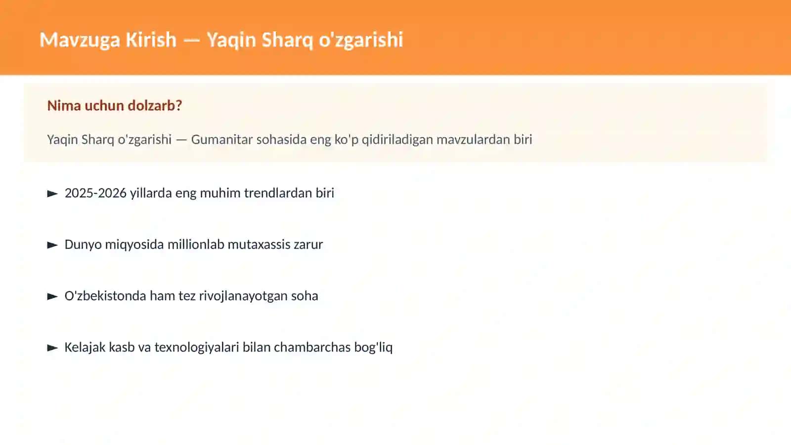 Yaqin Sharq o'zgarishi 2
