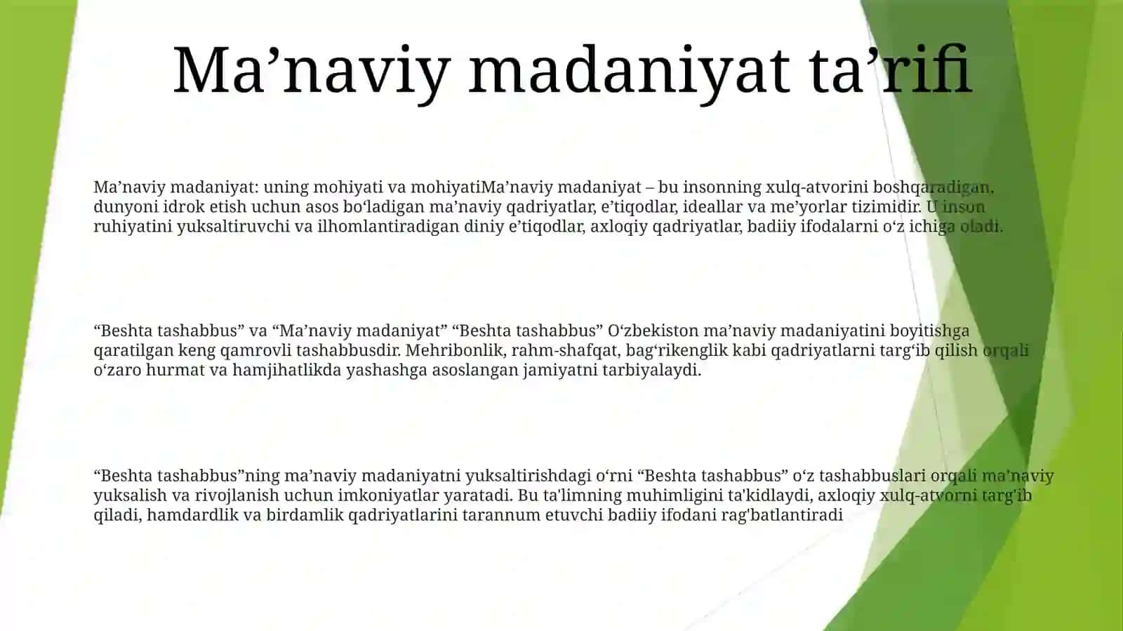 Beshta Tashabbus Va Uning Yuksak MaʼNaviy Madaniyatni TaʼMinlashdagi OʻRni 2
