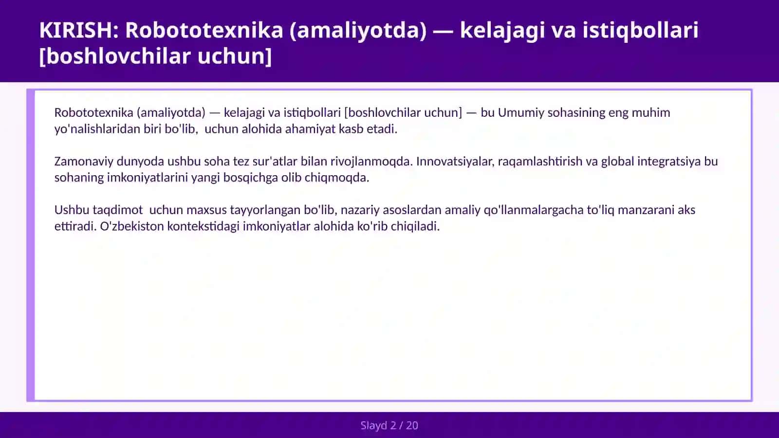 Robototexnika (amaliyotda) — kelajagi va istiqbollari [boshlovchilar uchun] 2