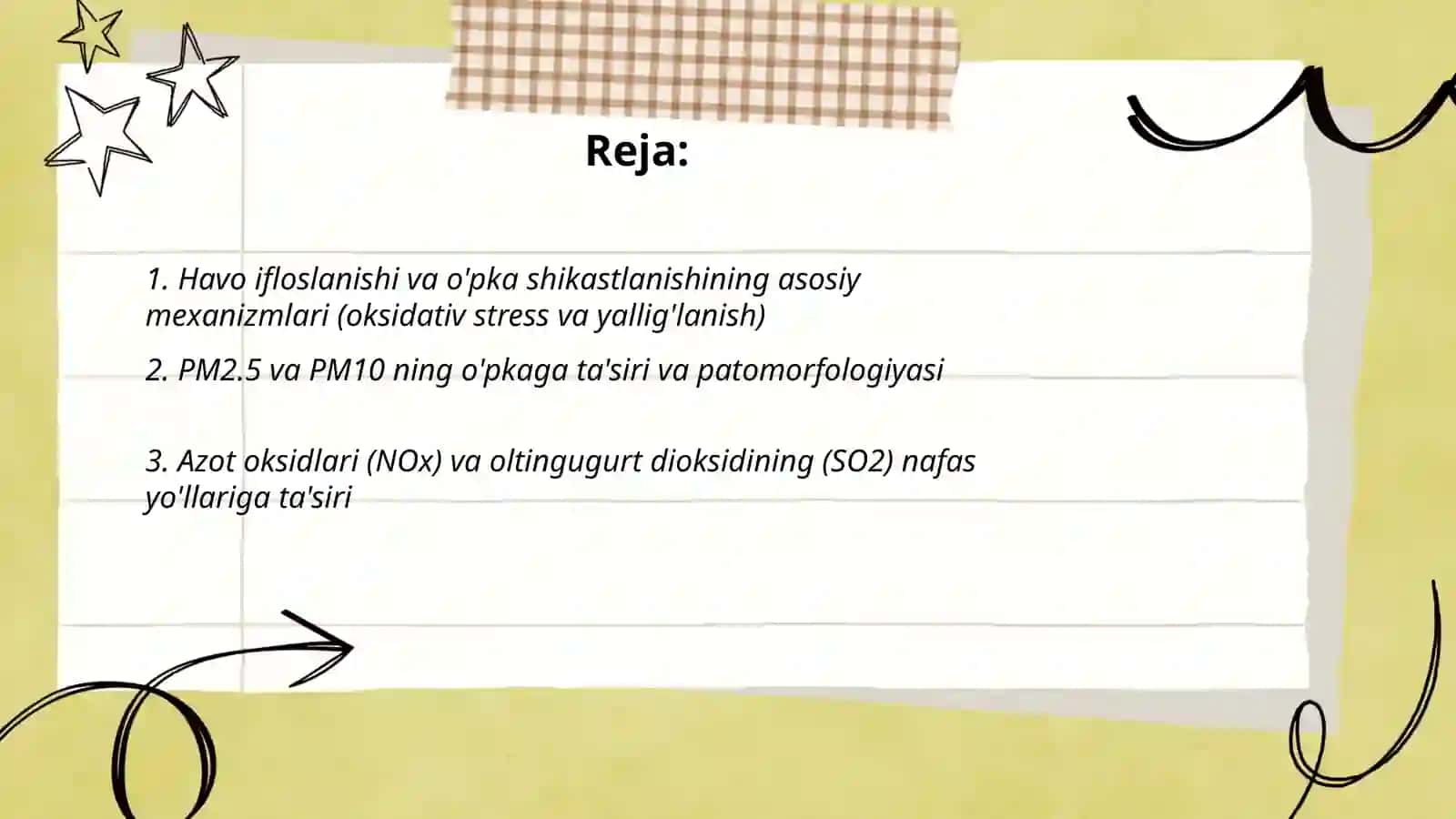 Havo ifloslanishining o'pka patalogiyasidagi ahamiyati 2