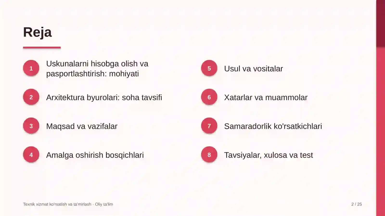 Arxitektura byurolarida uskunalarni hisobga olish va pasportlashtirish 2