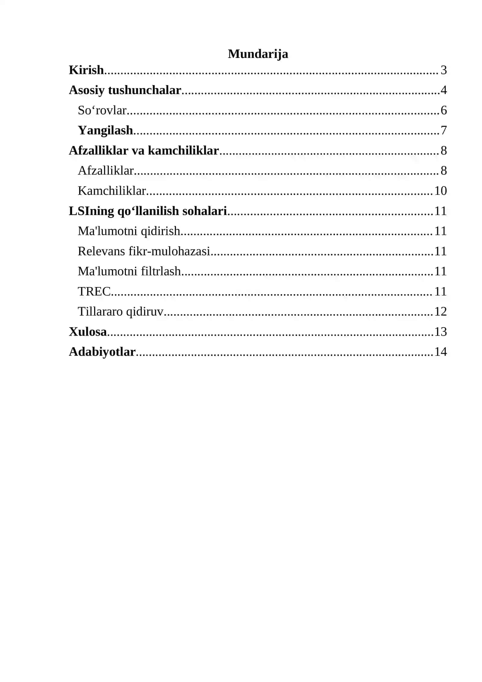 Yashirin semantik indekslash (LSI) 2