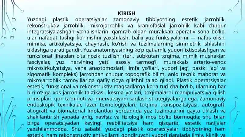 Yuzdagi plastik operatsiyalar xususiyatlari 2