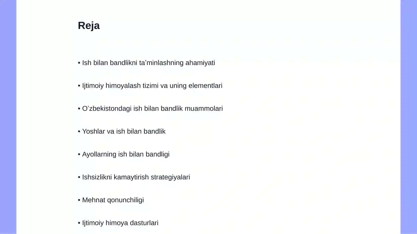 Ish bilan bandlikni taʼminlash va ijtimoiy himoyalash muommolari 2