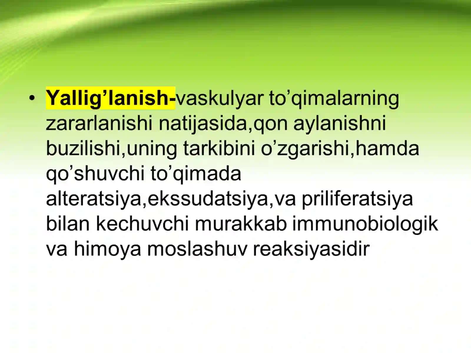 YALLIG’LANISHDA QON TOMIR O’TKAZUVCHANLIGI, SHISH RIVOJLANISH MEXANIZMI 2