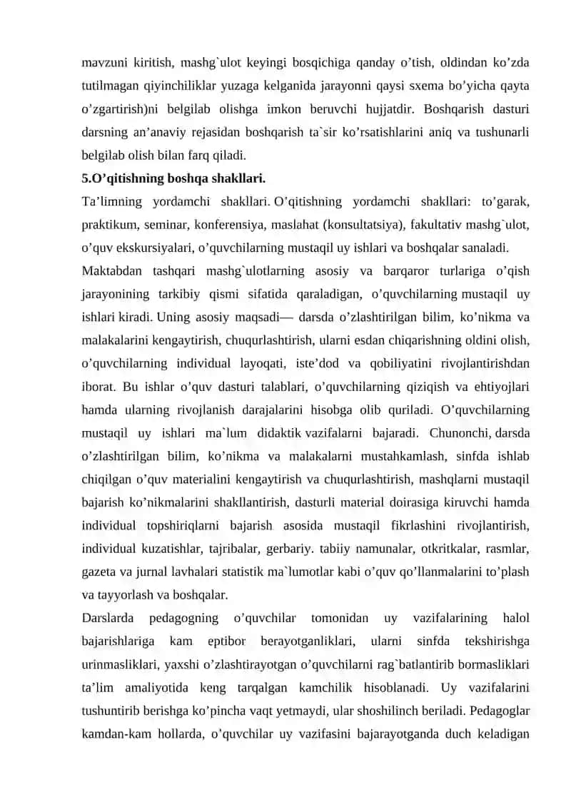 Darsga tayyorgarlik ko’rish va uni o’tish 2