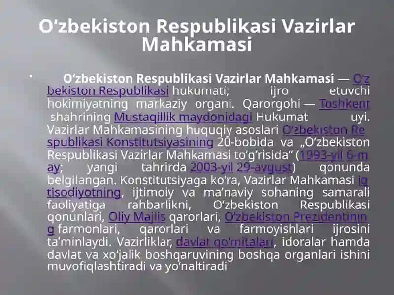 Oʻzbekiston RespublikasiVazirlarMahkamasi 2