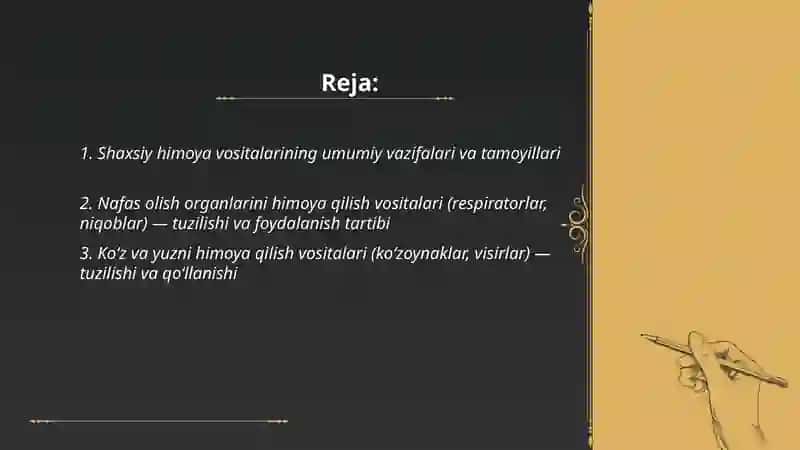 Shaxsiy (individual) himoya vositalari, vazifasi, tuzilishi va ulardan foydalanish tartibi 2
