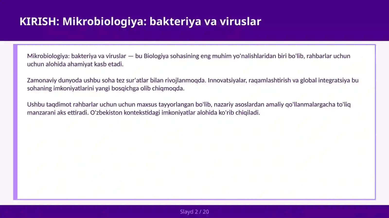 Mikrobiologiya: Bakteriya va Viruslar 2
