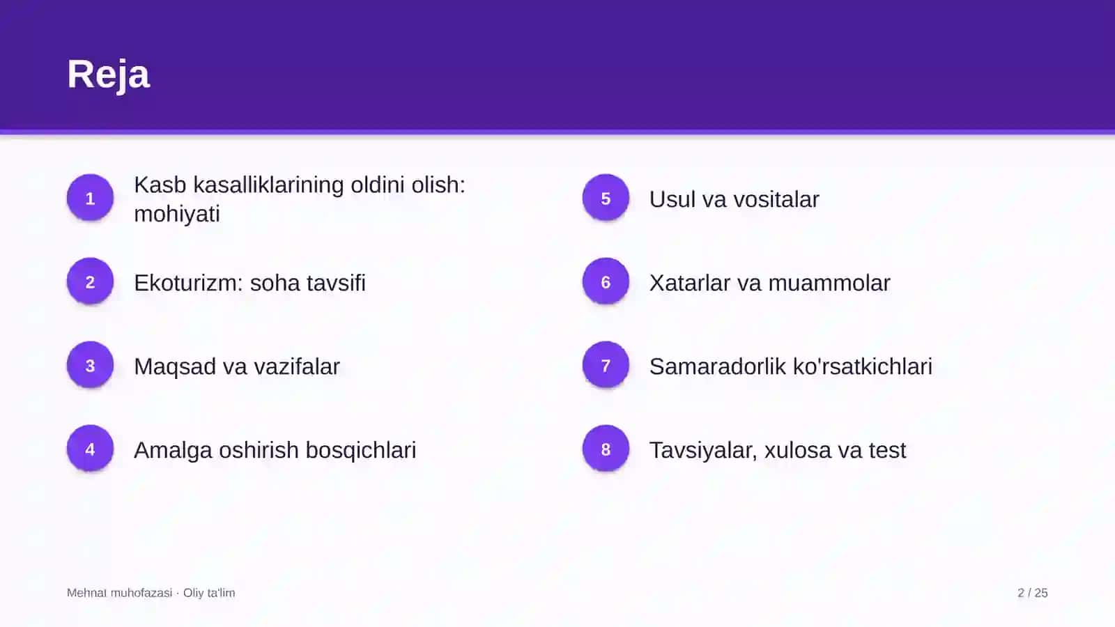 Ekoturizmda kasb kasalliklarining oldini olish 2
