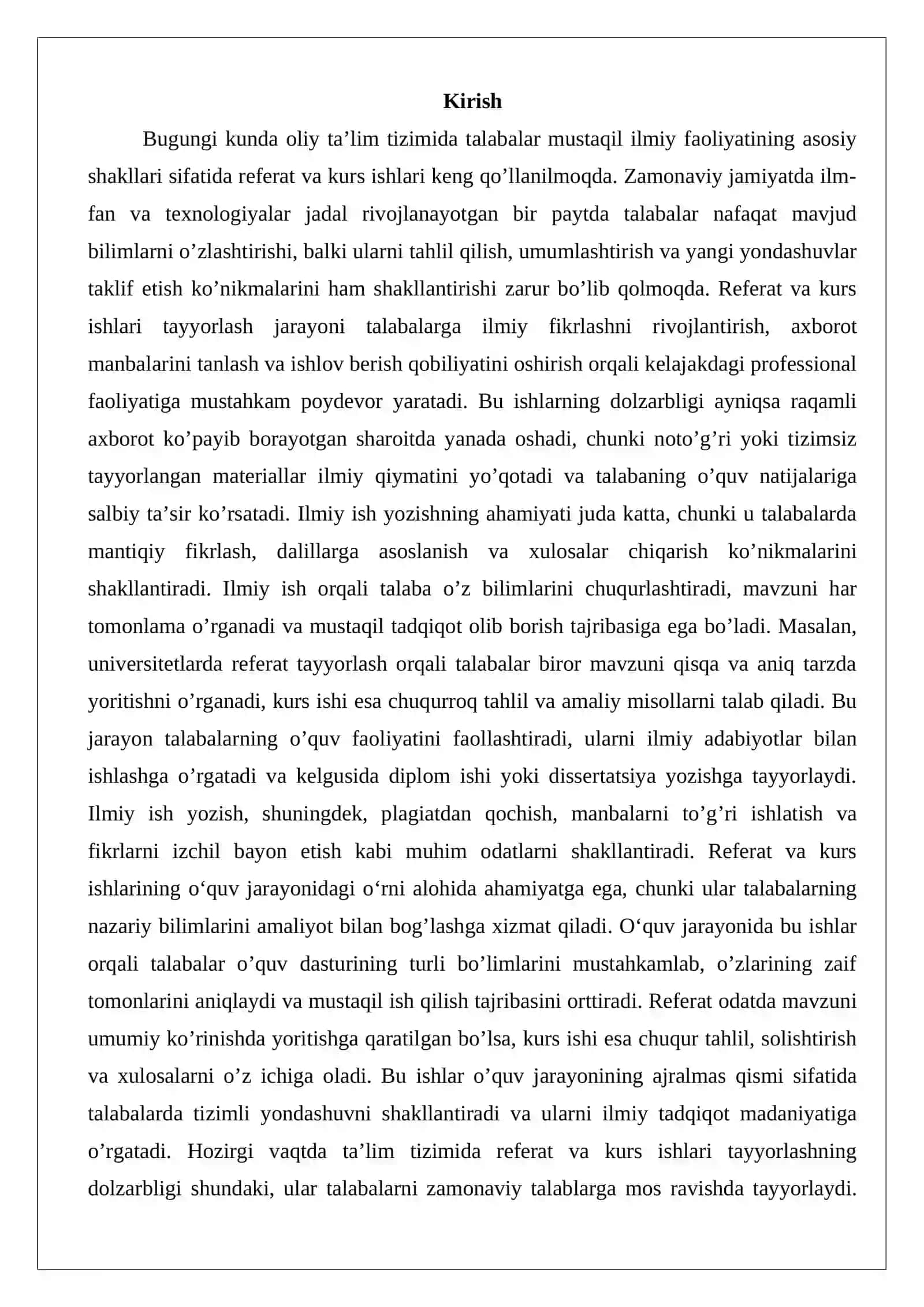 Referat va kurs ishlarini tayyorlash: ilmiylik, tizimlilik va rasmiylashtirish tamoyillari 2