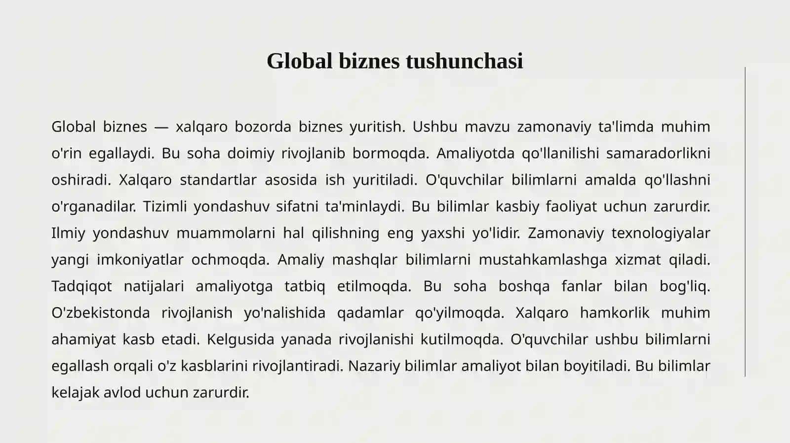 Global biznes tushunchasi 2