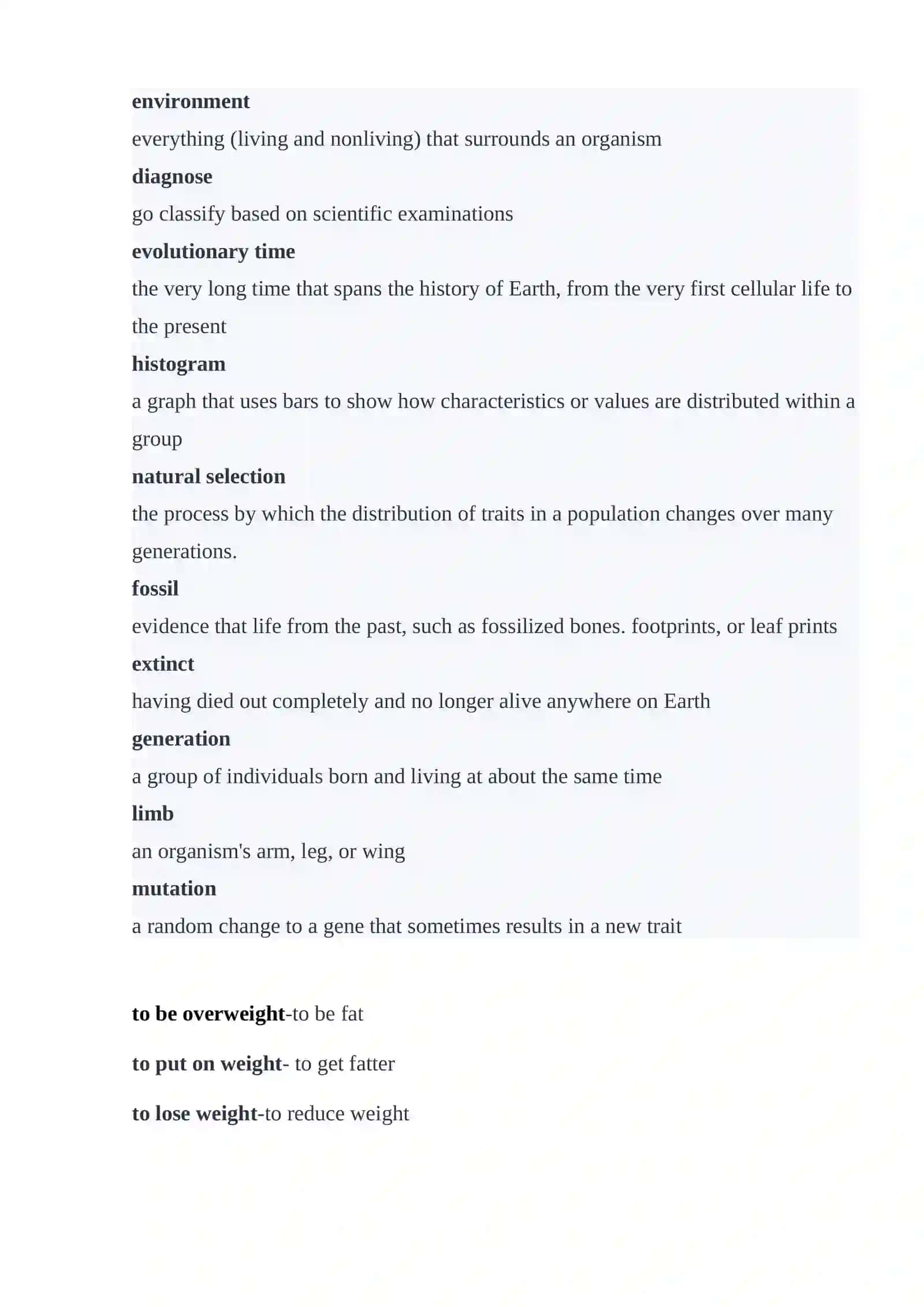 Evolutionary Science Revision 2