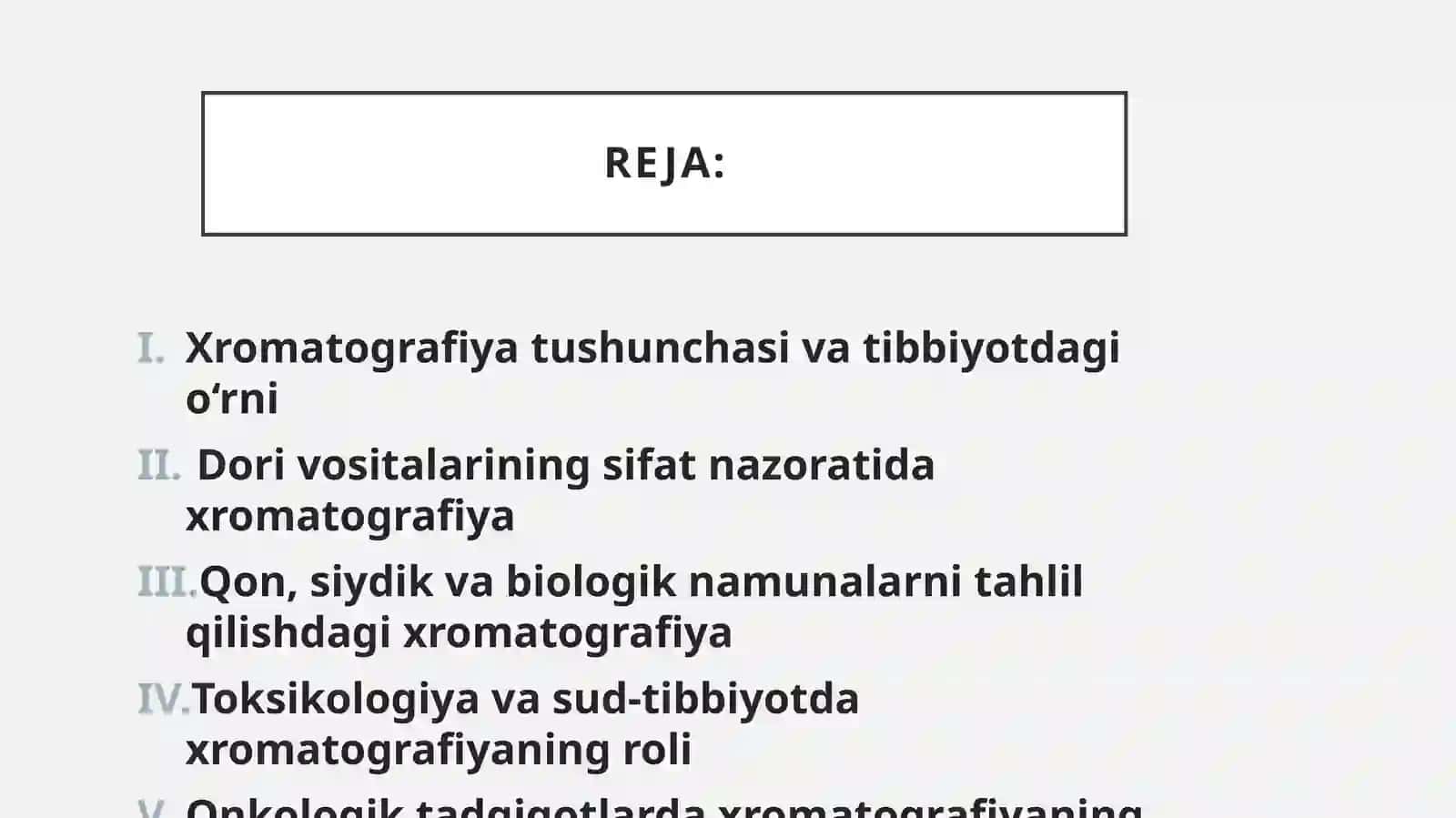 Xromatografiyaning tibbiy izlanishlardagi imkoniyatlari 2