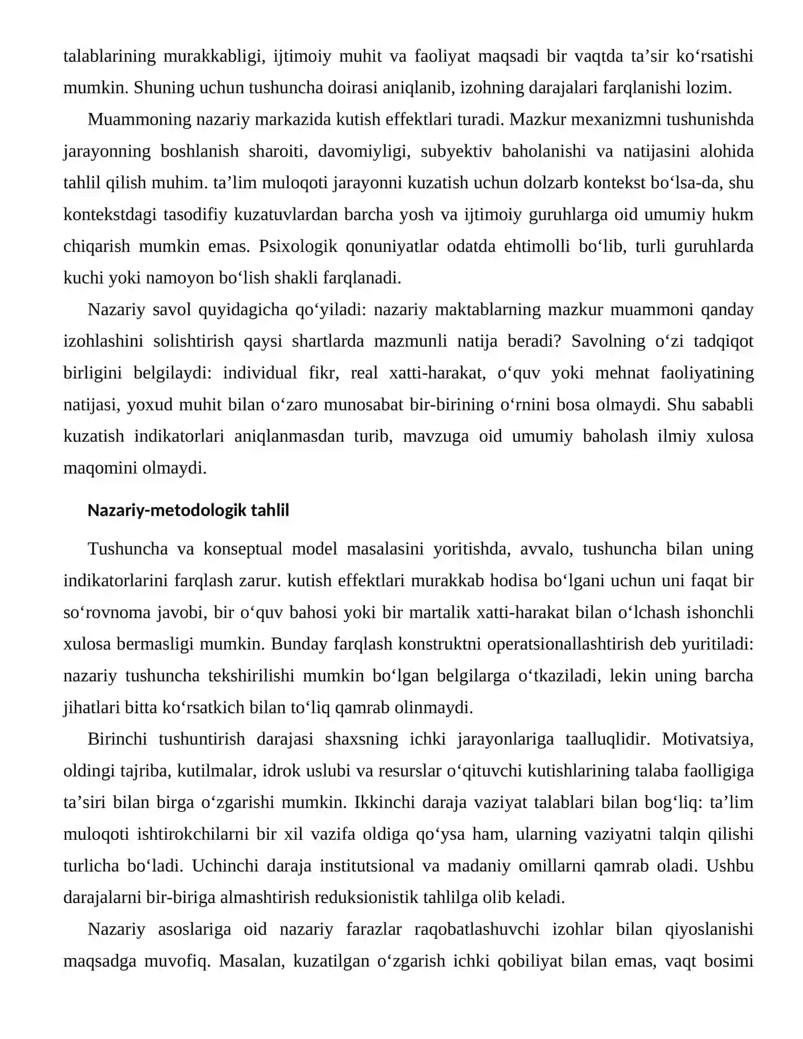 O‘QITUVCHI KUTISHLARINING TALABA FAOLLIGIGA TA’SIRI — NAZARIY ASOSLARI 2