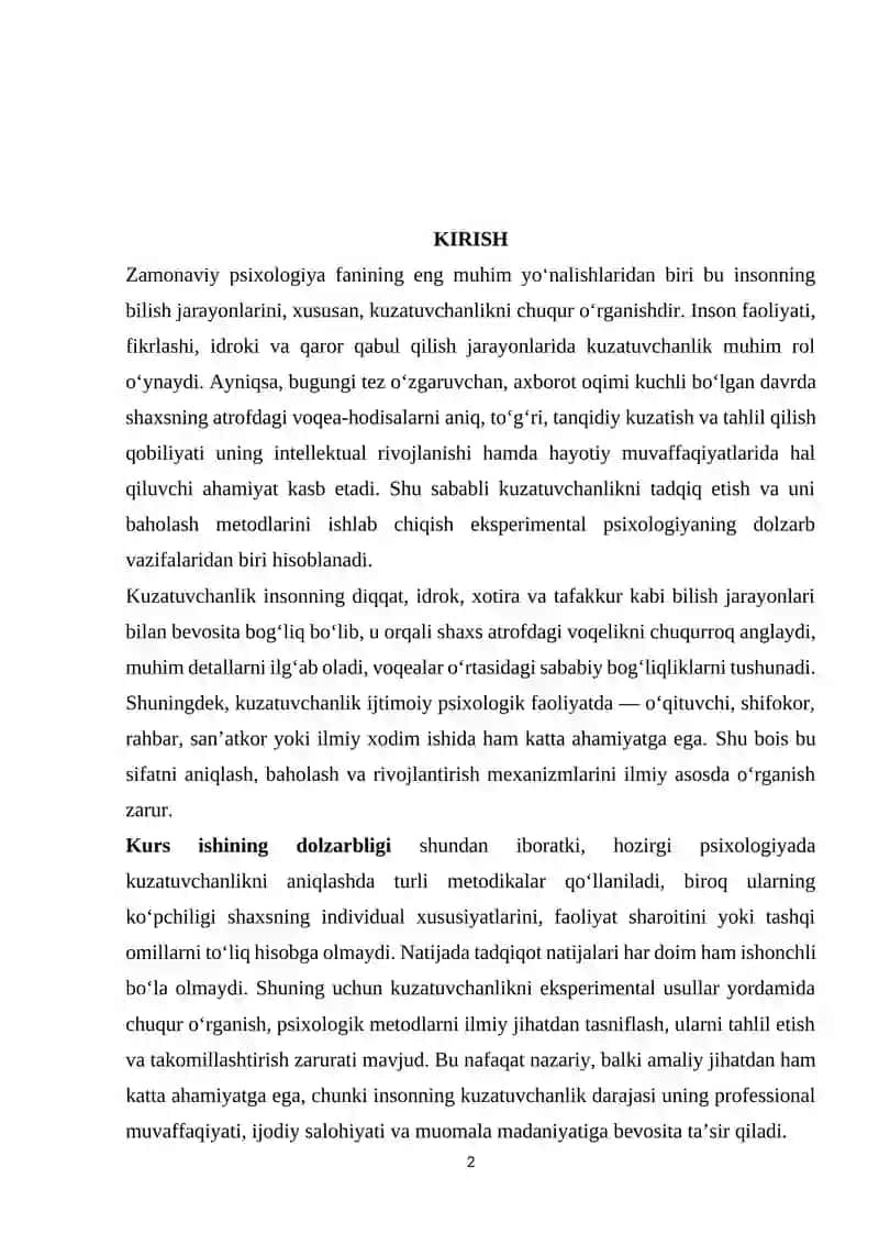KUZATUVCHANLIKNI TADQIQ ETISH METODLAR TASNIFI 2