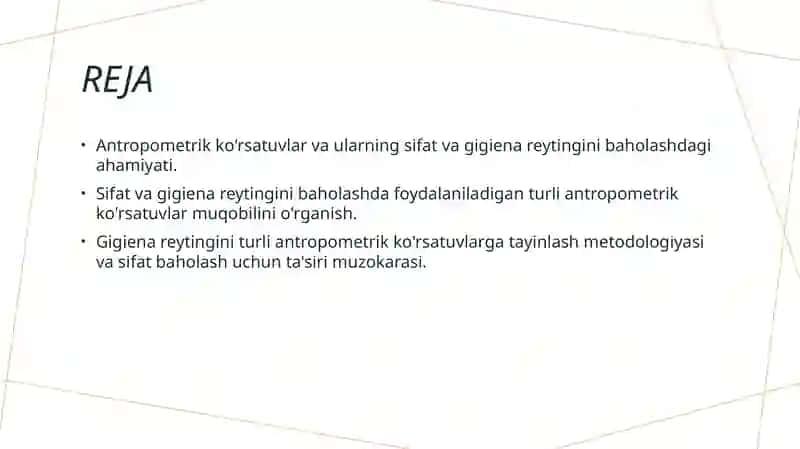 Antropometrik ko'rsatgichlarni aniqlab olish va uning gigiyenik baholarini hisoblash 2