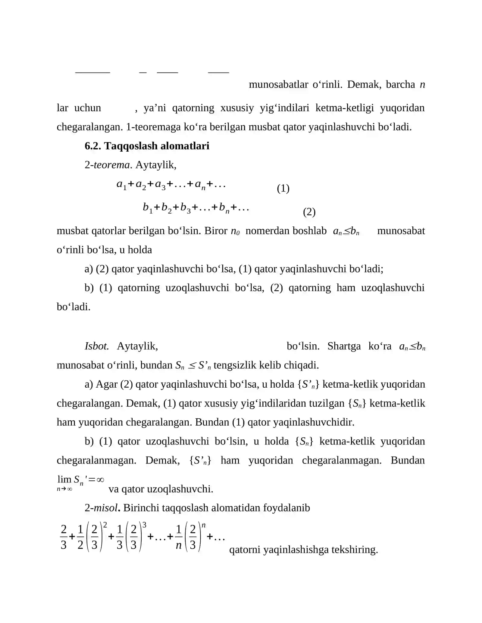 Musbat qatorlar 2