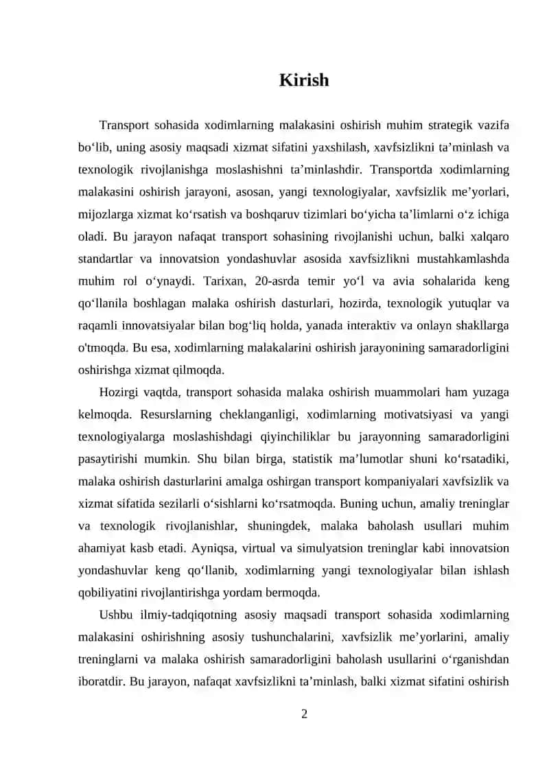 Transportda Xodimlarni Malakasini Oshirish 2