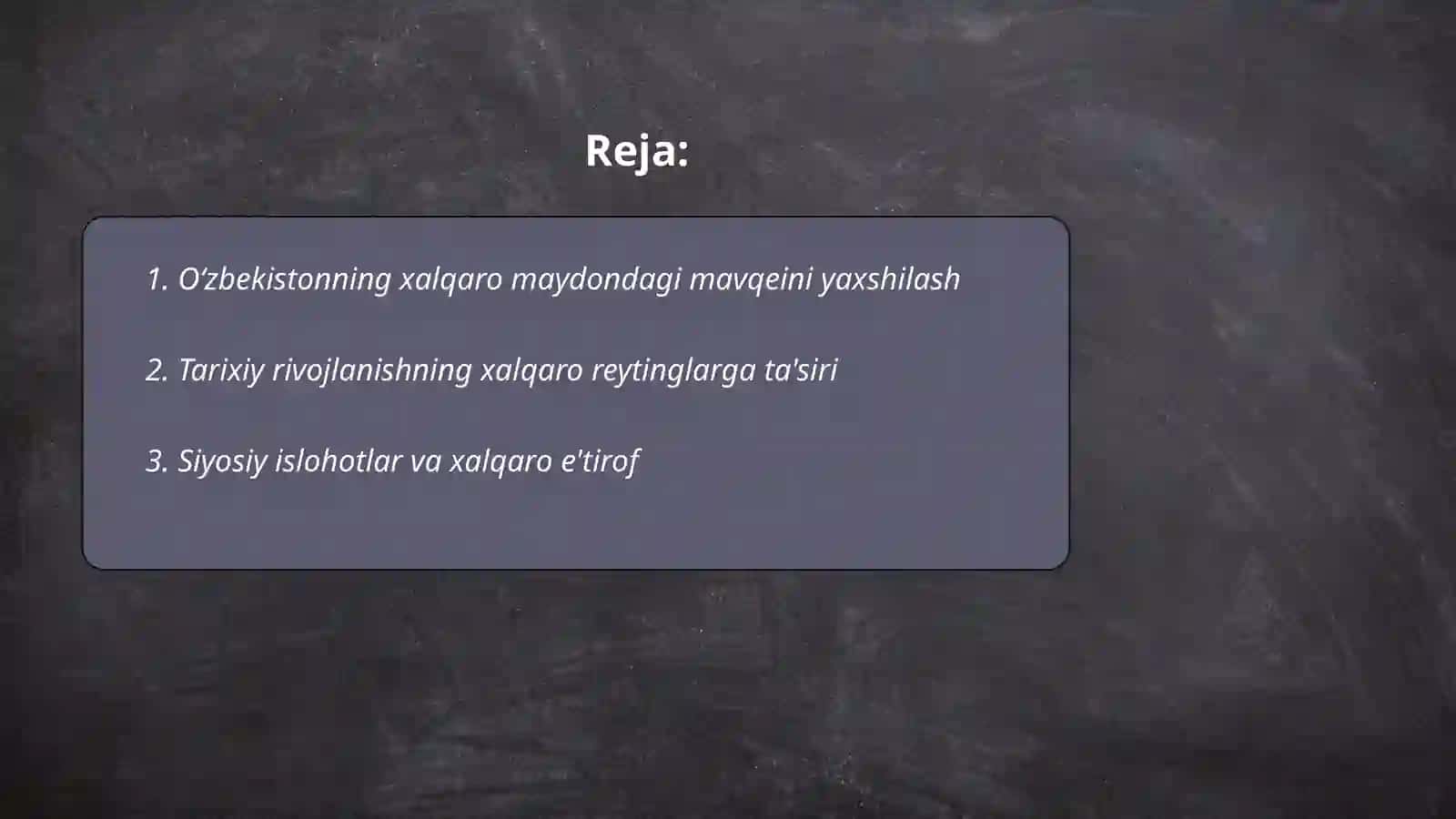 O'zbekistonni xalqaro retinglaridagi ko'rsatkichlarini ko'tarishning tarixiy va siyosiy ahamyati 2