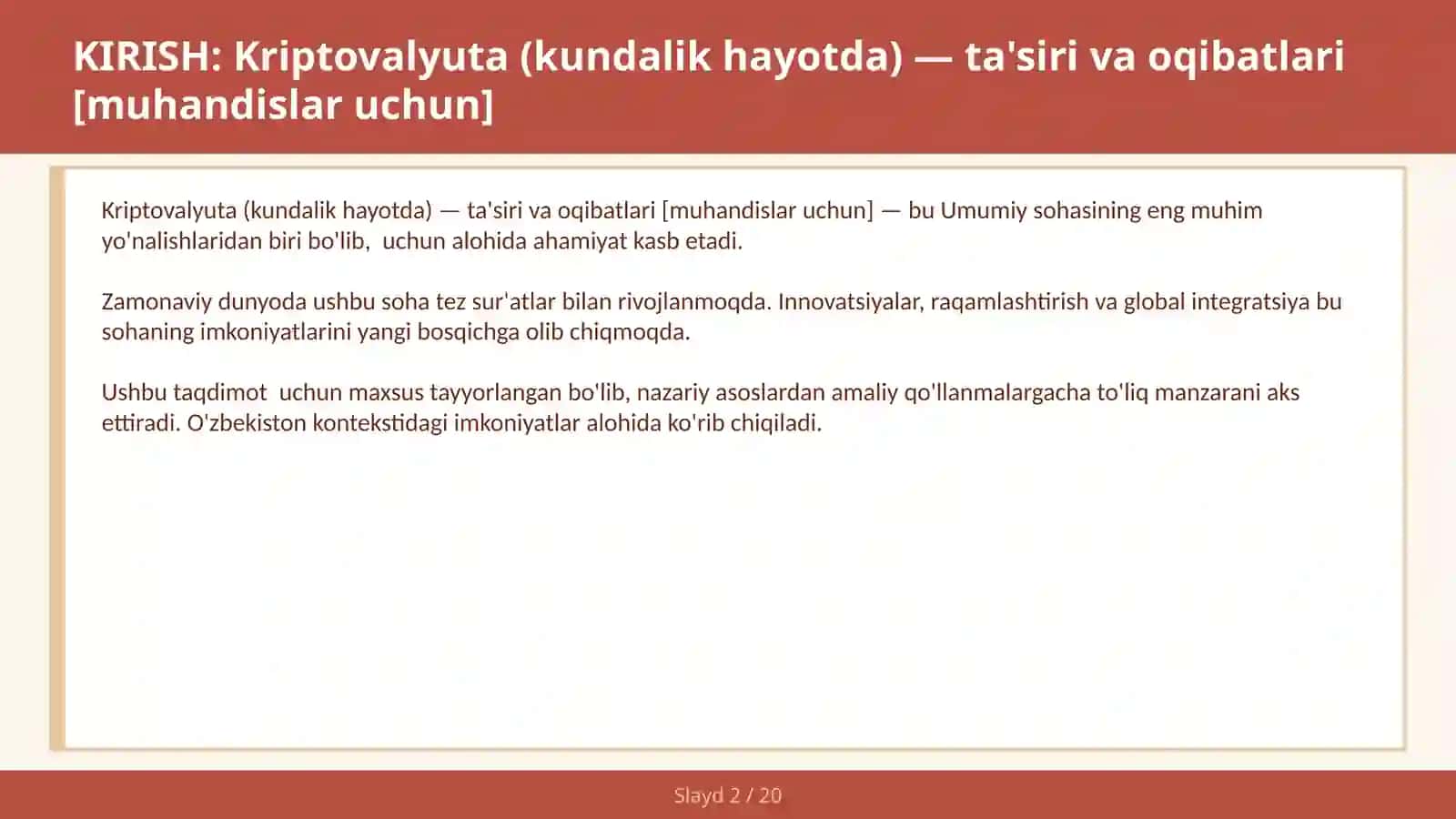 KRIPTOVALYUTA (KUNDALIK HAYOTDA) — TA'SIRI VA OQIBATLARI [MUHANDISLAR UCHUN] 2