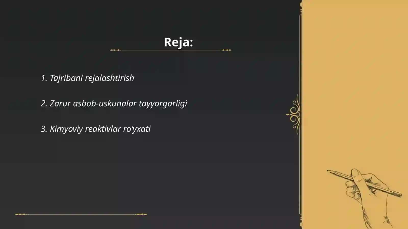 Modda massasining saqlanishi va tarkibning doimiylik qonuniga doir tajribalar bajarish metodikasi 2
