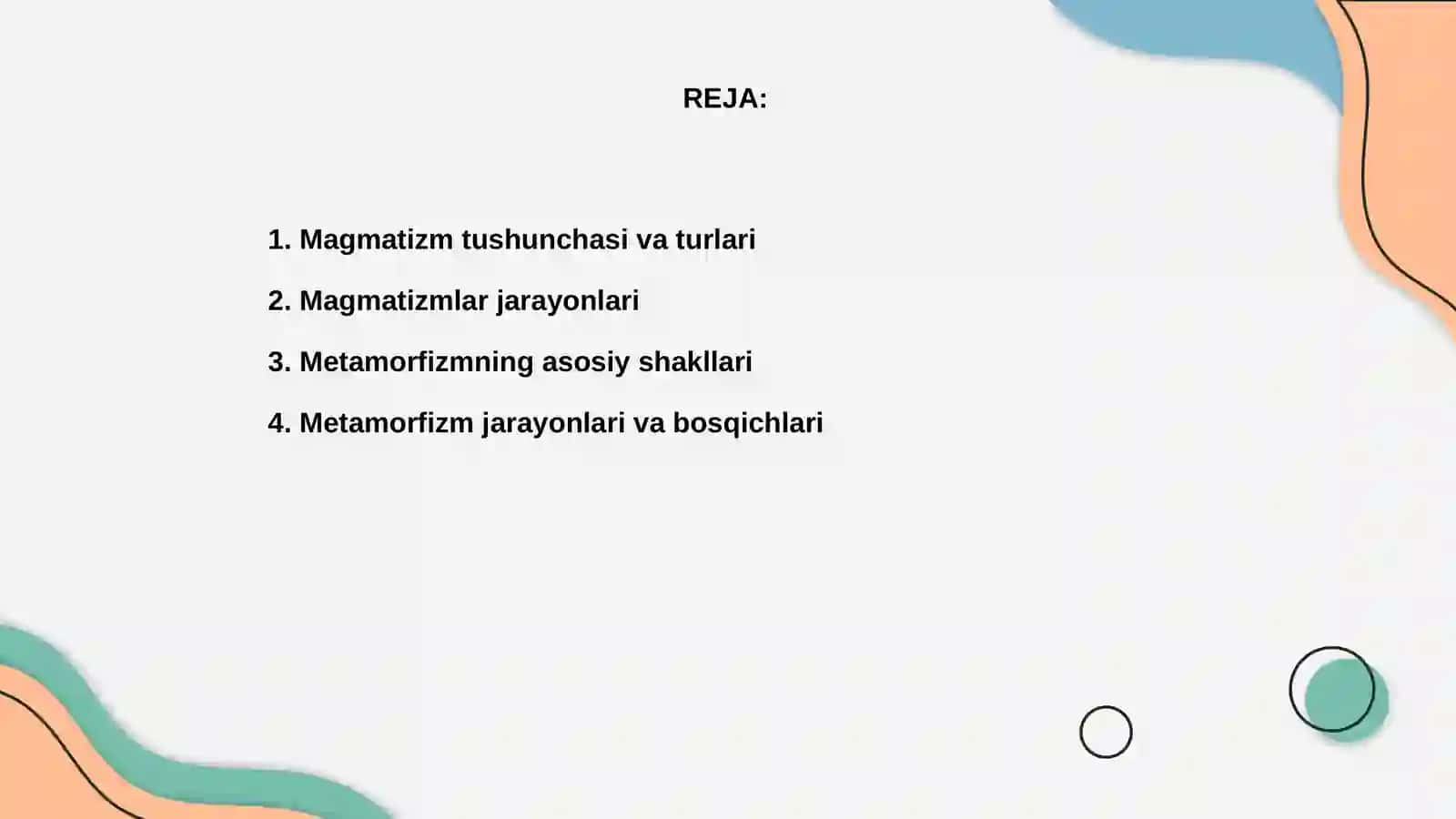 Magmatizm va metamorfizm jarayonlari va relyef 2