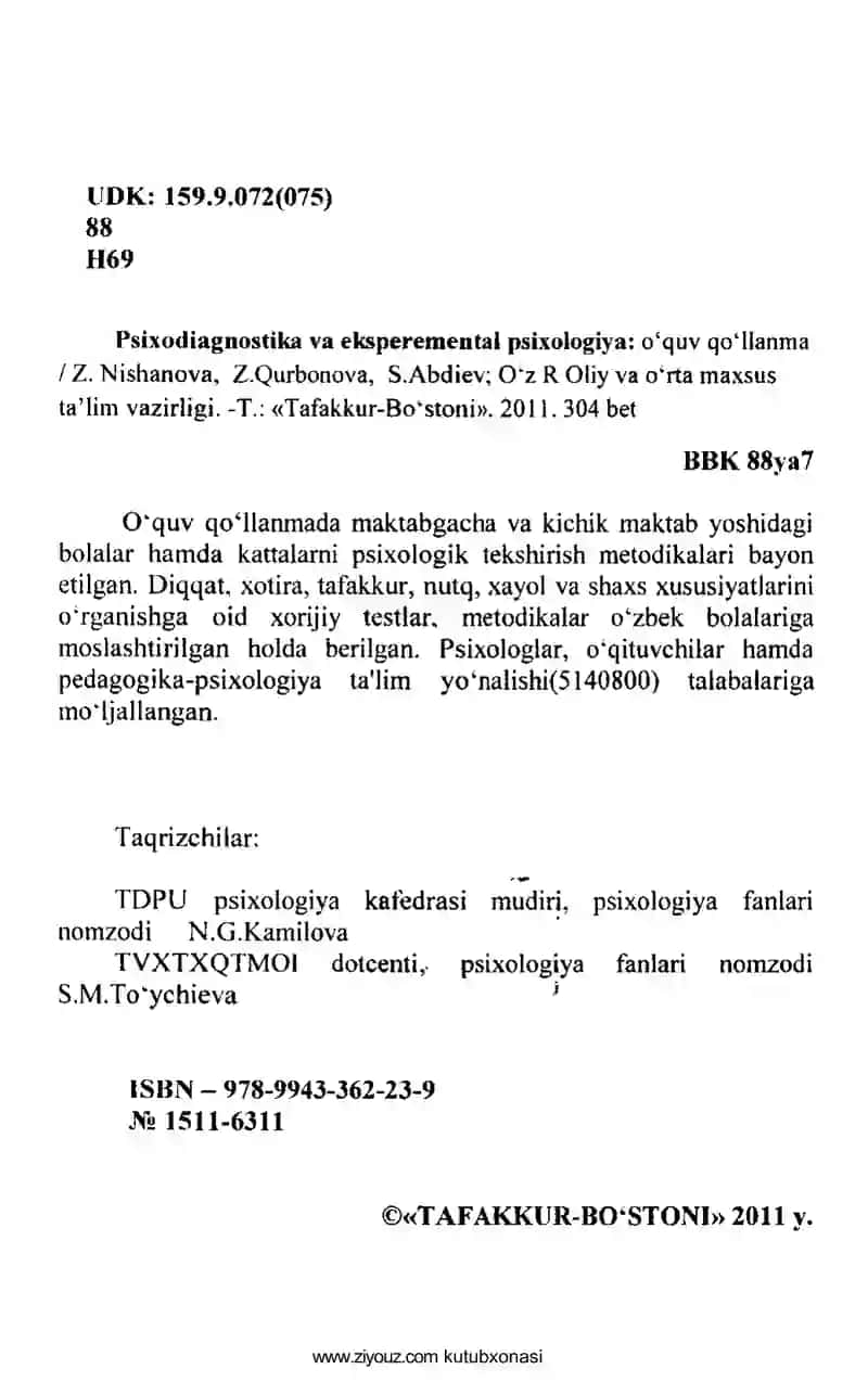 Psixodiagnostika va eksperem ental psixologiya 2